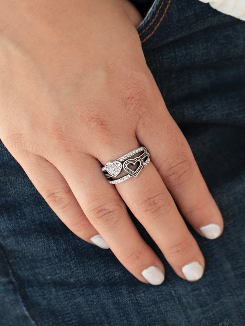 Paparazzi Jewelry Accessories - You Make My Heart BLING - White Ring - Vintage